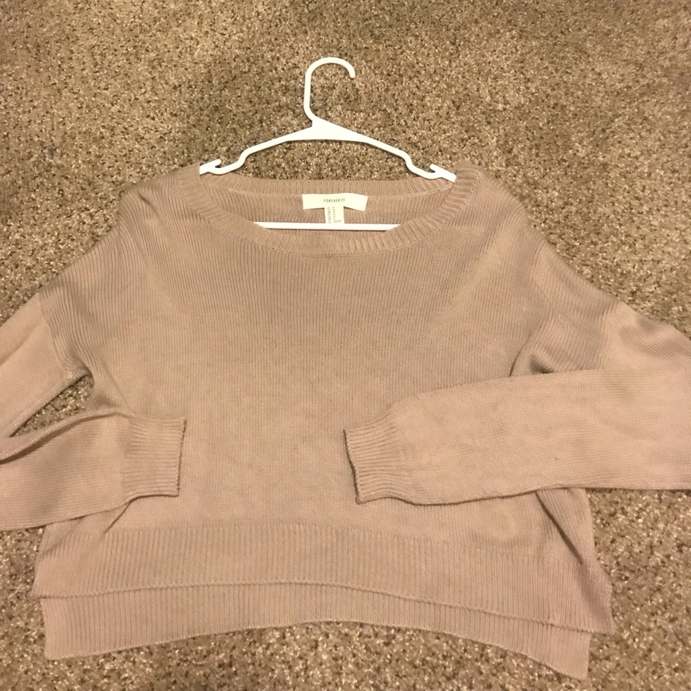 tan cropped forever 21 sweater